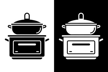 Modern Gas Stove Silhouette Icon Minimalist Design.