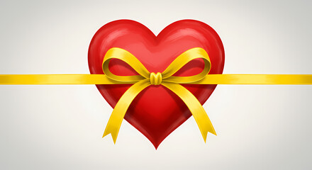 Red Heart with Yellow Ribbon