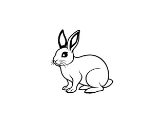 Obraz premium Minimalist Rabbit Line Drawings Adorable Bunny Outline Vector Collection Perfect for Coloring Books, Posters, and Children's Designs.