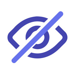 Privacy icon, hidden eye symbol in blue, web design element