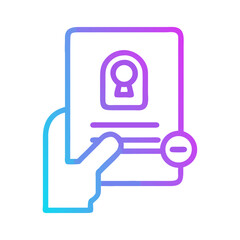 Account Removal Icon with Hand and Gradient Colors on Black Background