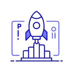 Blue Rocket Launch Icon Symbolizing Business Growth and Startup Success