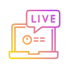 Gradient laptop with live stream and countdown icon for digital event