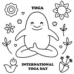 Cute Cartoon Character Celebrating International Yoga Day
