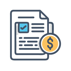 Financial Document Illustration with Dollar Coin for Investment or Banking