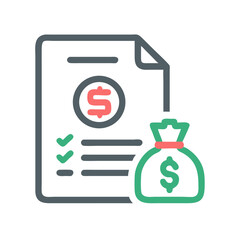 Financial Report and Money Bag Icon Depicting Finances and Auditing
