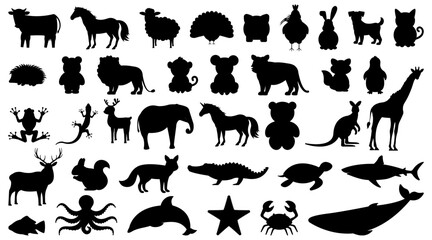 Obraz premium A delightful collection featuring various Animal Silhouettes ideal for creative projects