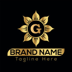 Vector illustration of a gold medal with ribbon is a best award icon, a golden sign of victory G logo design 