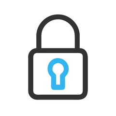 Grey Padlock with Blue Keyhole on Black Background for Security