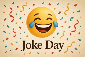 Celebrate laughter and fun on Joke Day with smiles and confetti for a joyful occasion