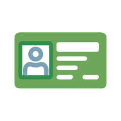 Green identification card icon with portrait and information illustration design