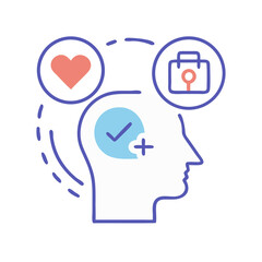 Mental Wellness Concept: Healthy Mind, Heart, and Security Illustration