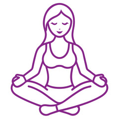 Woman in Lotus Position Yoga Meditation Purple Line Art Illustration