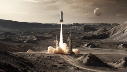 Fototapeta premium Futuristic rockets, the wonder of space travel