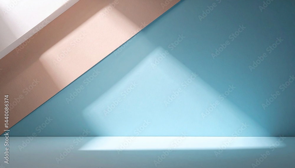 Poster dynamic light play on geometric shapes studio setting abstract image minimalist environment close-up