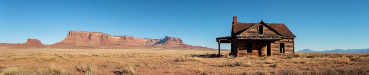 A house is in the middle of a desert