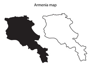 Armenia map vector illustration, Armenia map silhouette, Armenia country Landscape, Black and white Armenia map