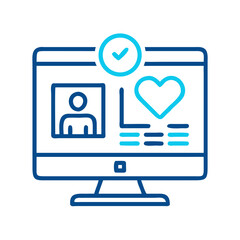 Online Dating Success: Digital Profile, Heart Icon, and Verification Checkmark.