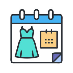 Fashion Event Calendar Icon: Dress, Date, and Special Occasion Reminder