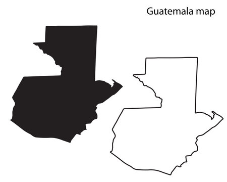Guatemala map vector illustration, Guatemala map silhouette, Guatemala country Landscape, Black and white Guatemala map
