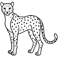 Modern Cheetah Vector Line Drawing