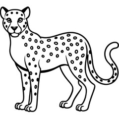 Modern Cheetah Vector Line Drawing