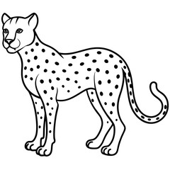 Modern Cheetah Vector Line Drawing
