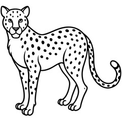 Modern Cheetah Vector Line Drawing