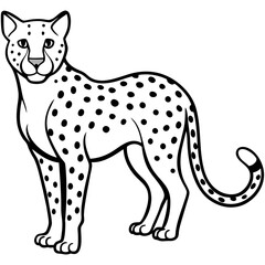 Modern Cheetah Vector Line Drawing
