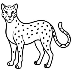 Modern Cheetah Vector Line Drawing