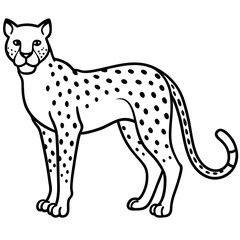 Modern Cheetah Vector Line Drawing