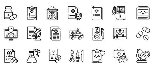 Medical care and hospital outline icon isolated on white background flat vector illustration.