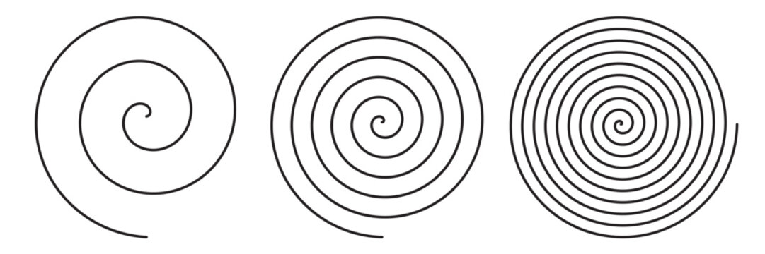 vector abstract Archimedean spiral set. Clip art isolated on transparent background.