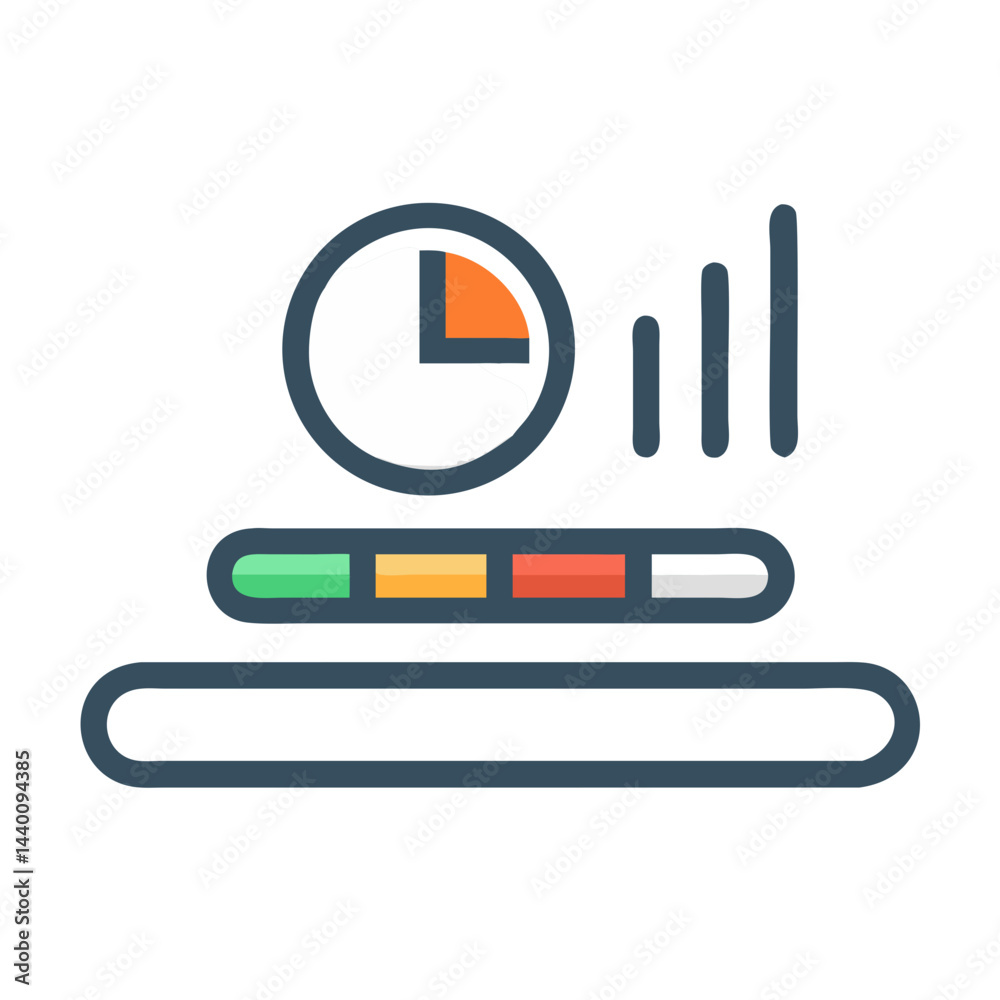 Poster data analytics dashboard interface ui icon with pie chart and bars