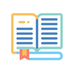 Obraz premium Open book with bookmark icon illustration, education, learning, and literature concept