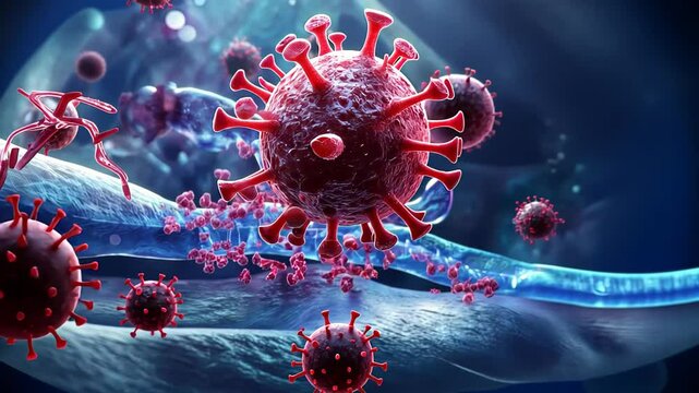 Exploring the intricate world of viruses within the human body during a microscopic adventure through immune cells and pathogens Generative AI