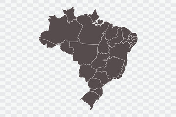 Brazil Map Minimalist High-Quality PNG Ash Color on Transparent Background Perfect for presentations infographics educational materials and graphic design projects