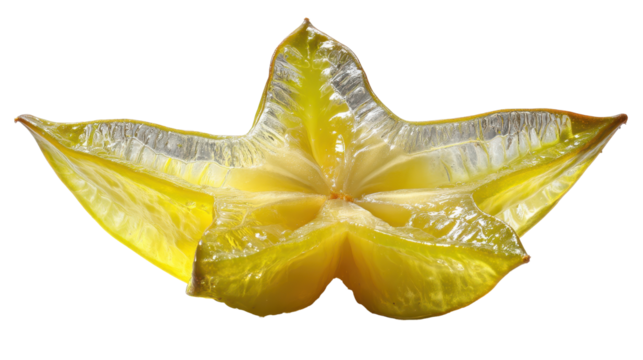 Fresh starfruit slice on a white background. transparent background