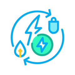 Sustainable Energy Cycle: Renewable Resources and Clean Power Generation Illustration on Black