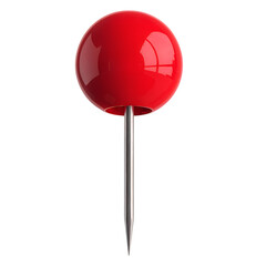 Red push pin isolated on transparent background