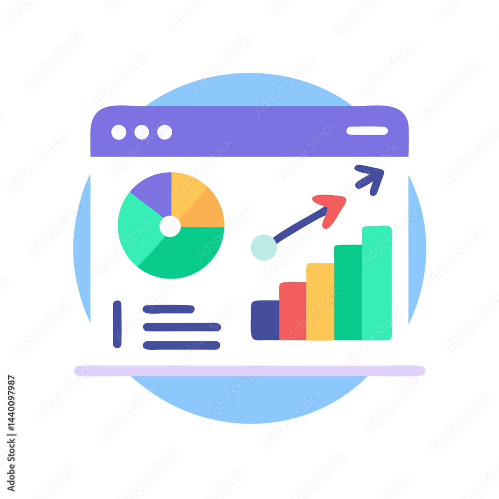 Poster business dashboard analytics with chart and graph on computer screen