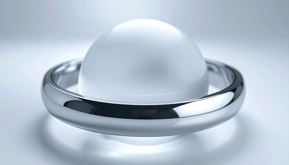 Fototapeta premium Sleek modern design orbital sphere studio setting 3d render minimalist aesthetic close-up view contemporary concept
