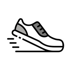 Black and gray sneaker icon, minimalist style, on a black background.