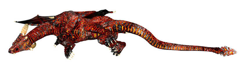 3D Rendering Fairy Tale Dragon on White