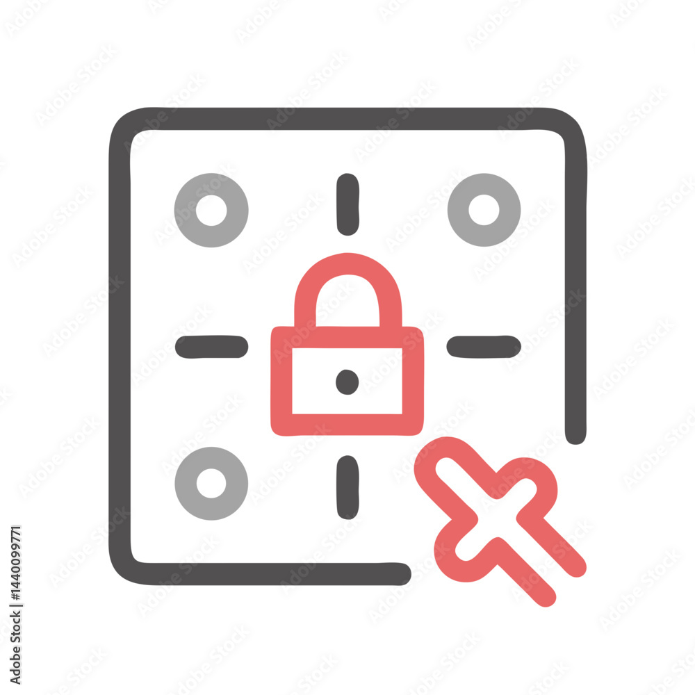 Poster secure app development: lock icon over grid with cursor for authentication