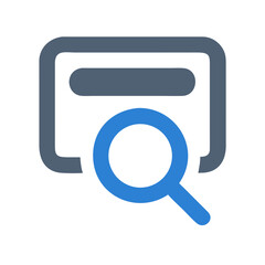 Search Icon with Magnifying Glass Over a Browser Window on Black Background