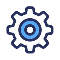 Blue Gear Icon Vector Illustration on Black Background, Settings Concept