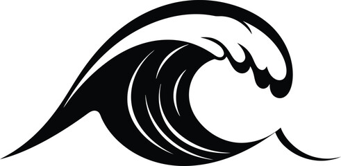 Simple Wave Crest, Black and White Vector