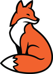 Obraz premium Simple Sitting Fox, Black and White Vector