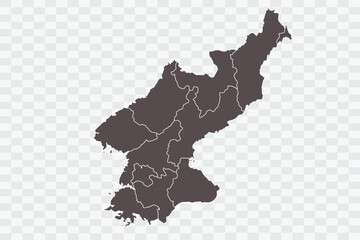 North Korea Map Minimalist  High-Quality PNG  Ash Color on Transparent Background Perfect for presentations infographics educational materials and graphic design projects